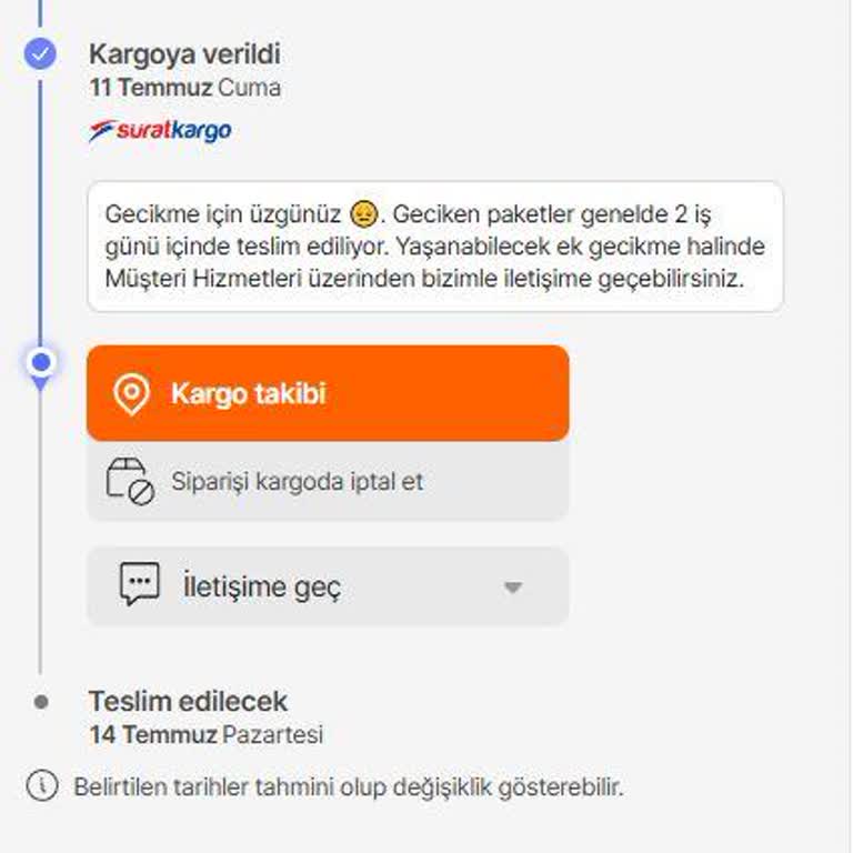 Siparişimin Teslimatı Gecikti Destek Alamadım Mağduriyetim Giderilmedi