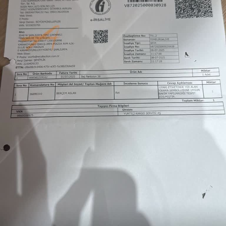 Pantolonun Küçülmesi Sonrası Yetersiz Müşteri Hizmeti