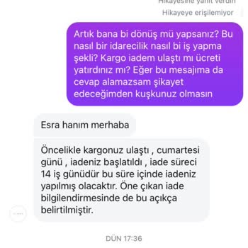 İade Ücreti 1 Ay Geçmesine Rağmen Yatırılmadı, İletişim Sağlanamıyor