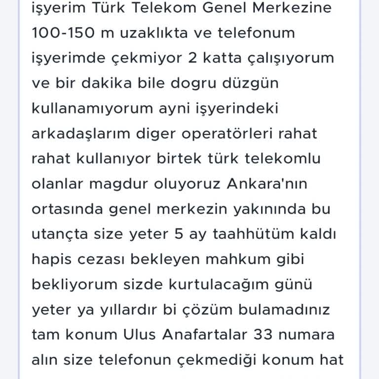 Ankara Ulus'ta Türk Telekom Çekmiyor, İş Yerinde Mağduriyet Yaşıyorum