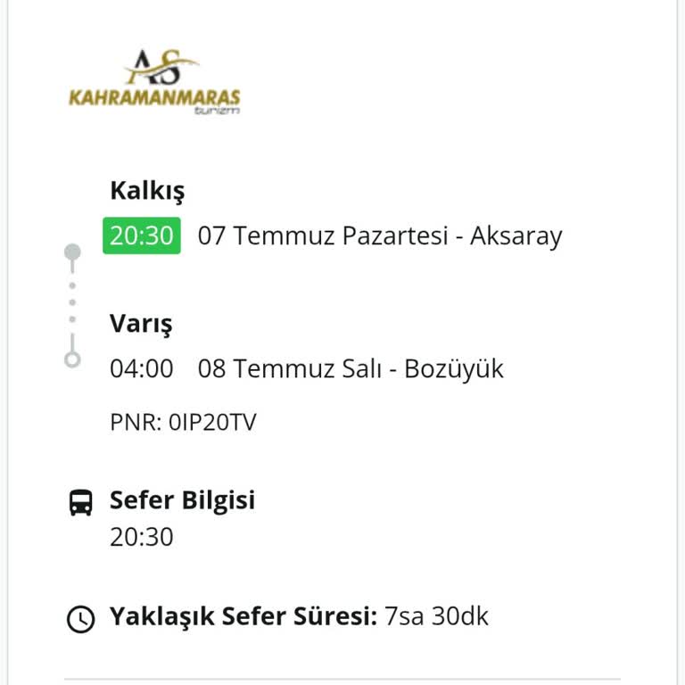 Satın Aldığım Otobüs Biletinin PNR Kodu Geçersiz Çıktı