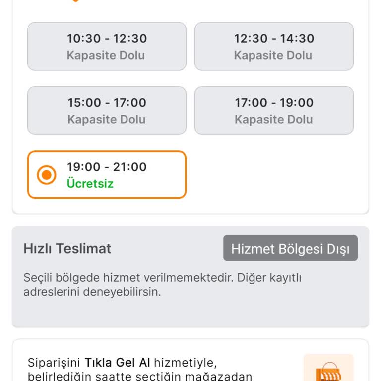 Adresim Hizmet Bölgesi Dışında Görünüyor, Siparişim Ulaştırılamıyor