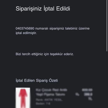 Sipariş İptali Ve Geciken Para İadesi Nedeniyle Mağduriyet