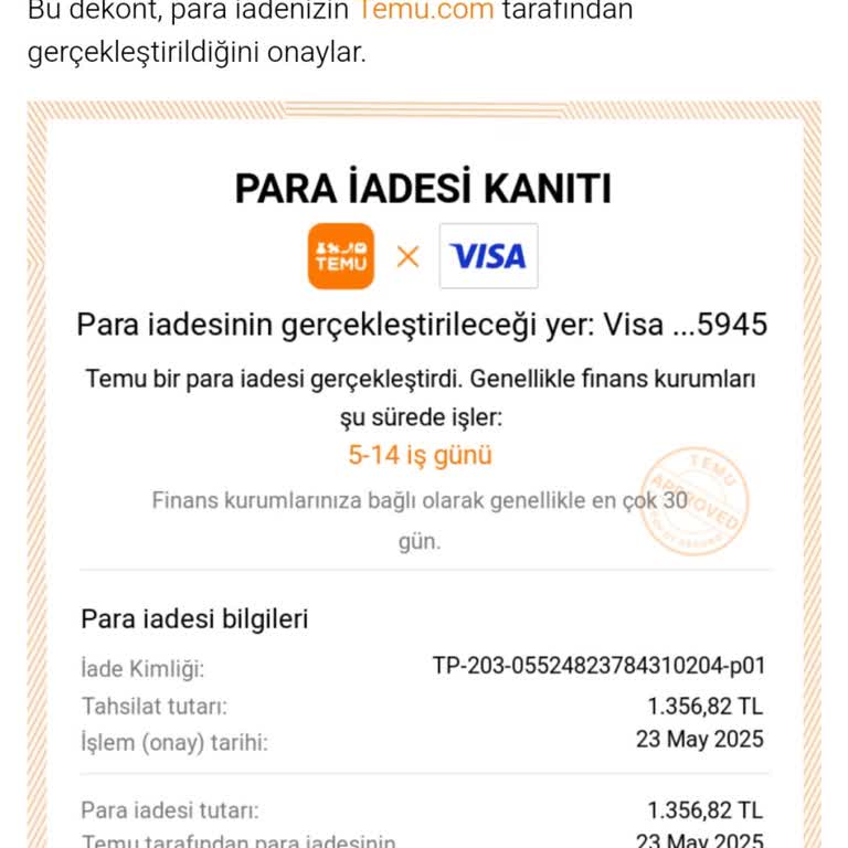 Temu Siparişi İptal Ettim Param 54 Gündür İade Edilmedi