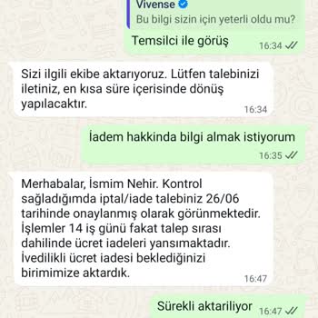 Vivense'den Para İadesi Çilesi: İptal Edilen Siparişimde Gecikme Ve Belirsizlik