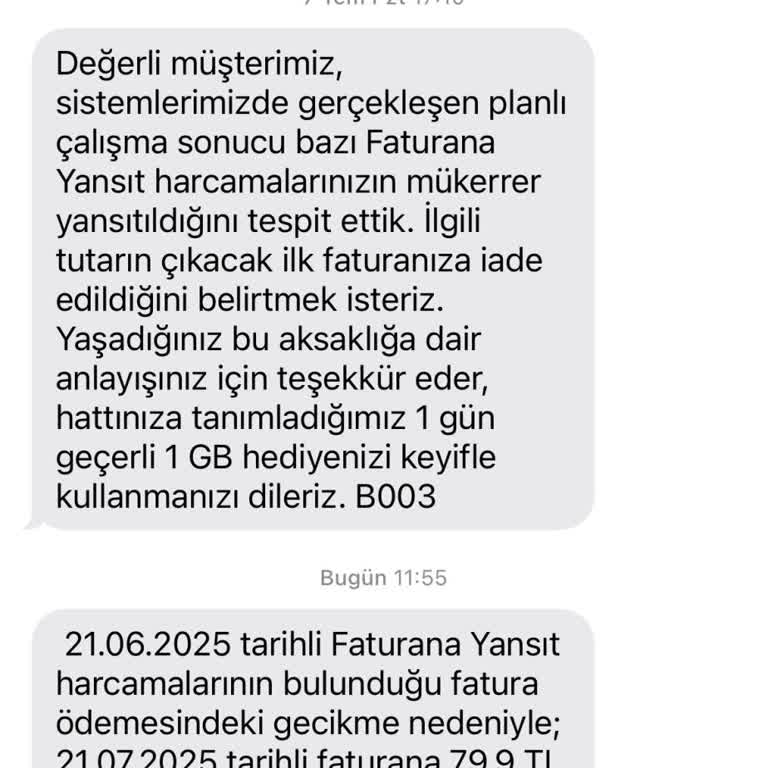 Vodafone Faturam Yanlış Hesaplandı İade Sözü Tutulmadı
