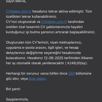 CV Maker'da Yetkisiz Faturalandırma Ve Hak İhlali