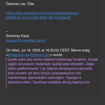 CV Maker'da Yetkisiz Faturalandırma Ve Hak İhlali