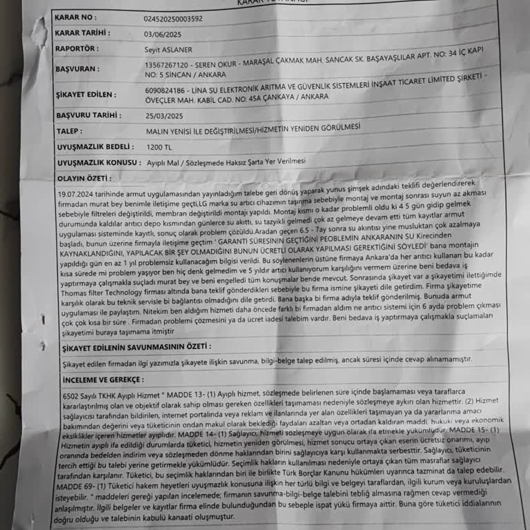 Tüketici Hakem Heyeti Kararına Rağmen Firma Çözüm Sunmuyor