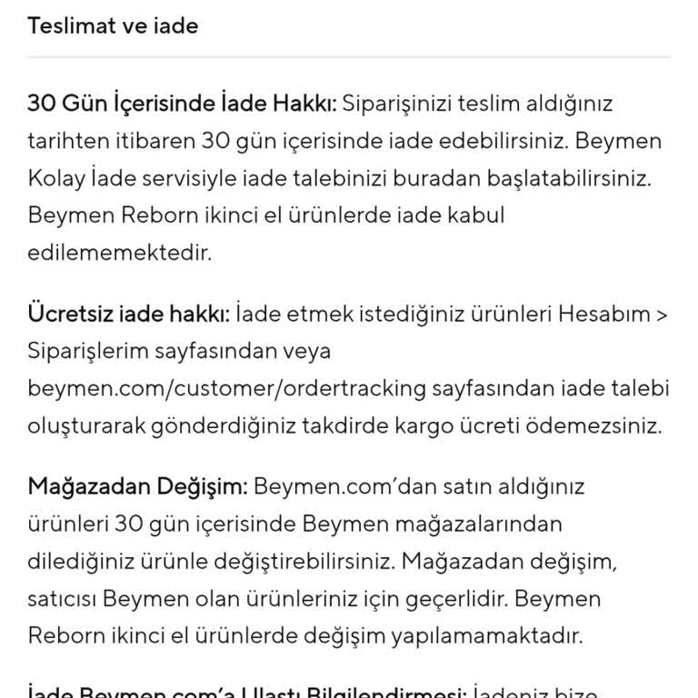 Beymen İade Hakkımı Reddetti Kaba Tutumla Karşılaştım