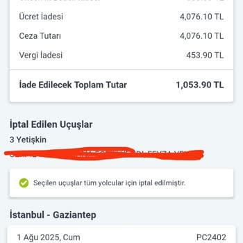 Bilet İptalinde Yüksek Kesintiyle Mağduriyet Yaşadım