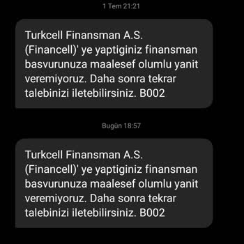 Financell | Turkcell Finansman Limit Tanımlandıktan Sonra Kredi Başvurusuna Ret