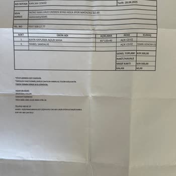 Özel Üretim Yemek Masası Geç Teslim Edildi, Hasarlı Ve Fahiş Fiyat Farkı Alındı