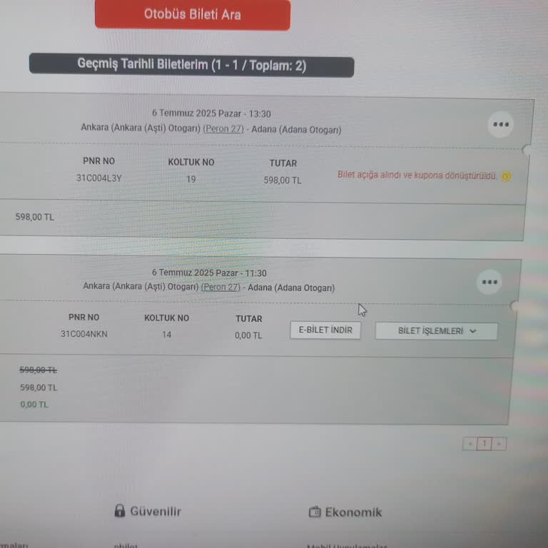 Obilet Üzerinden Alınan Otobüs Bileti İçin Fatura Verilmemesi Ve Geri Dönüş Yapılmaması