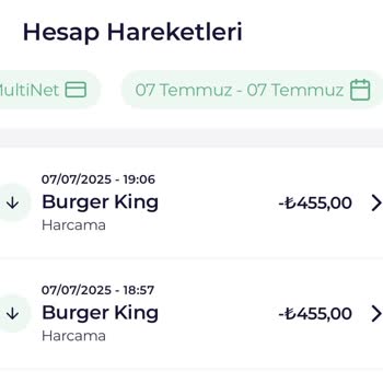 Burger King'de Multinet İadesi 9 Gündür Yapılmadı, Müşteri Hizmetlerinden Sonuç Alınamıyor