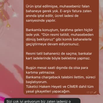 Benimpabucum.com'dan İptal Edilen Siparişin Ücreti İade Edilmiyor, Müşteri Oyalaniyor