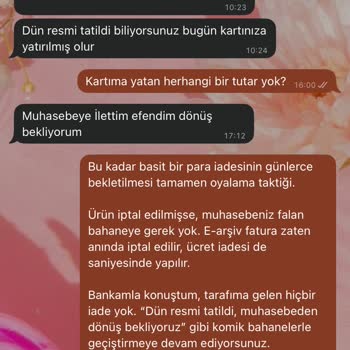 Benimpabucum.com'dan İptal Edilen Siparişin Ücreti İade Edilmiyor, Müşteri Oyalaniyor