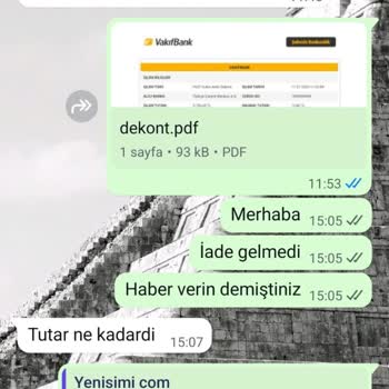 Yenisimi.com Üzerinden Yaptığım Ödemelere Rağmen Siparişim Gönderilmedi Ve Param İade Edilmedi