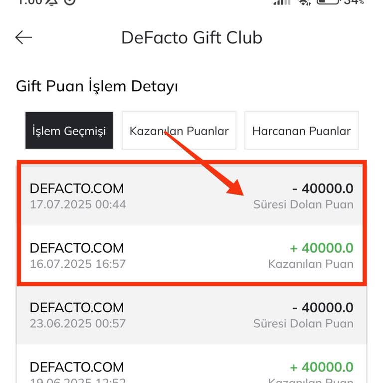 DeFacto Hediye Puanım Süresi Dolmadan Silindi