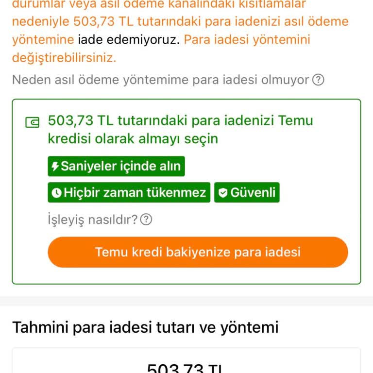 Temu İade Ücretimi Karta Yatırmıyor Müşteri Hizmetleri Yetersiz