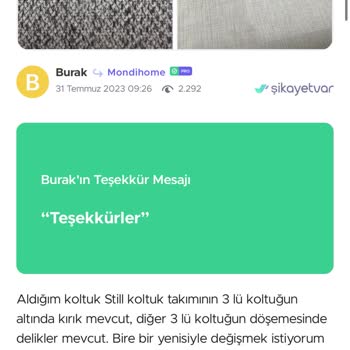 Koltuk Takımı Sorunlarıma Çözüm Bulunmuyor