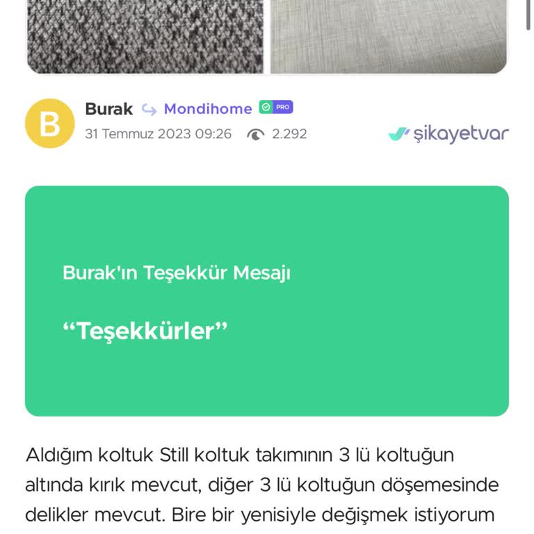 Koltuk Takımı Sorunlarıma Çözüm Bulunmuyor