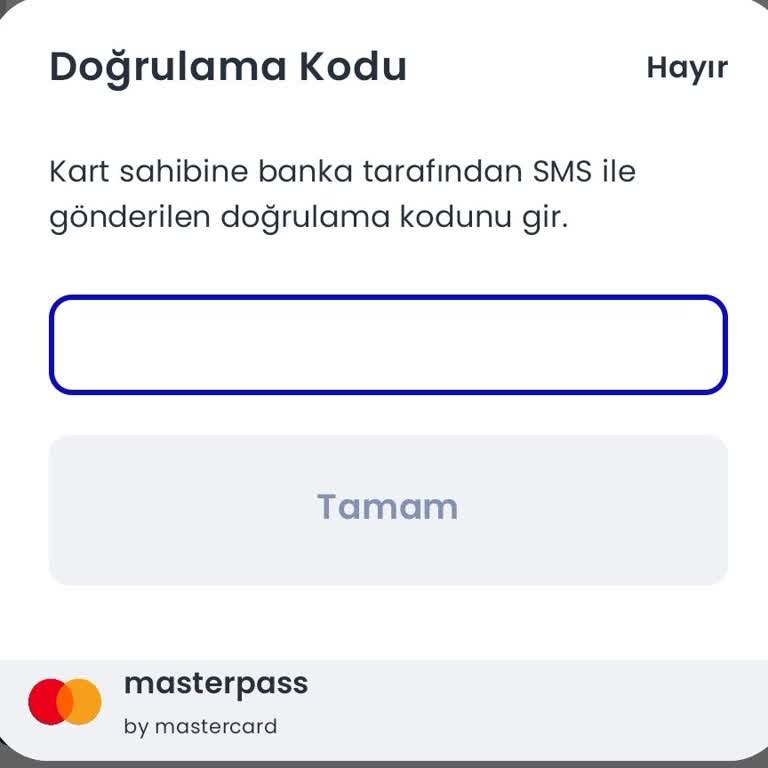 Chippin Uygulamasında Masterpass Doğrulama Kodu Gelmiyor Kullanamıyorum