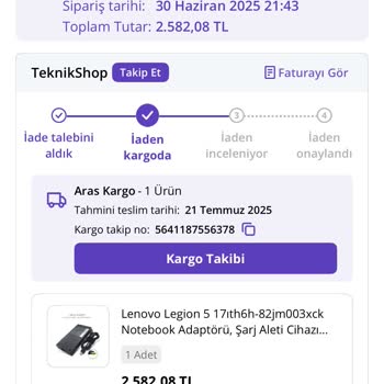 İptal Edilen Siparişin Para İadesi Kargo Nedeniyle Yapılmıyor