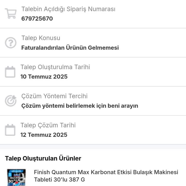 Eksik Ürün Gönderildi, Destekten Çözüm Alamadım