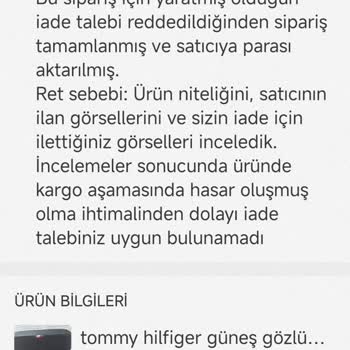 Çizik Güneş Gözlüğü Satışı Ve İade Sürecinde Mağduriyet