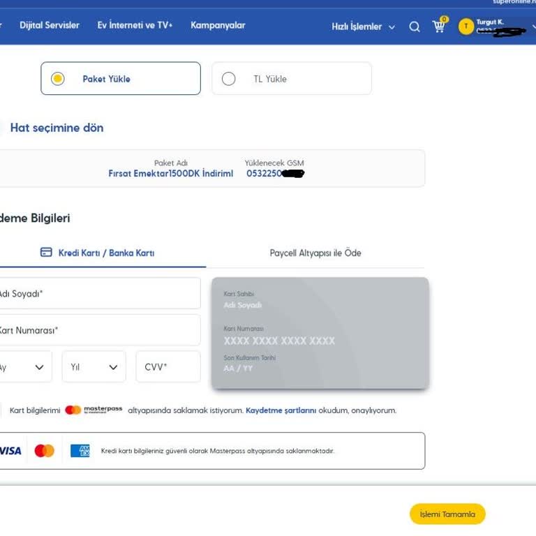 Bakiye İle Paket Alımına Ve Şikayet Bildirimine Erişemiyorum
