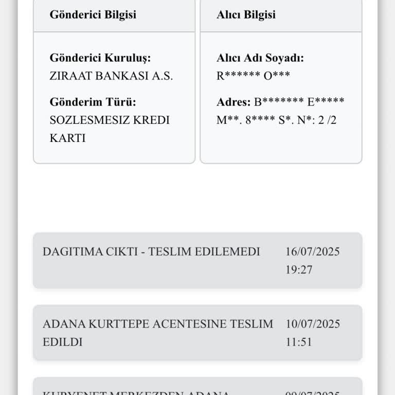 Kart Teslimatında Sürekli Yanıltıcı Mesajlar Alıyorum