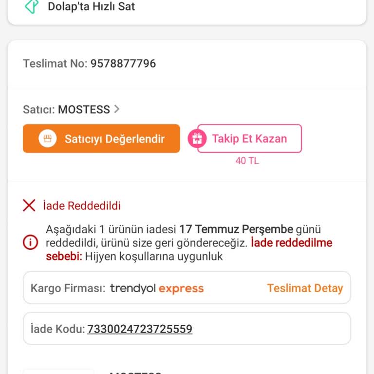 Hijyen Bandı Gerekçesiyle Haksız İade Reddi