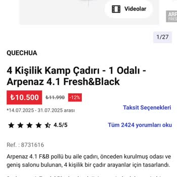 Çadır Alımında Fiyat Farkı İçin İade Talebi