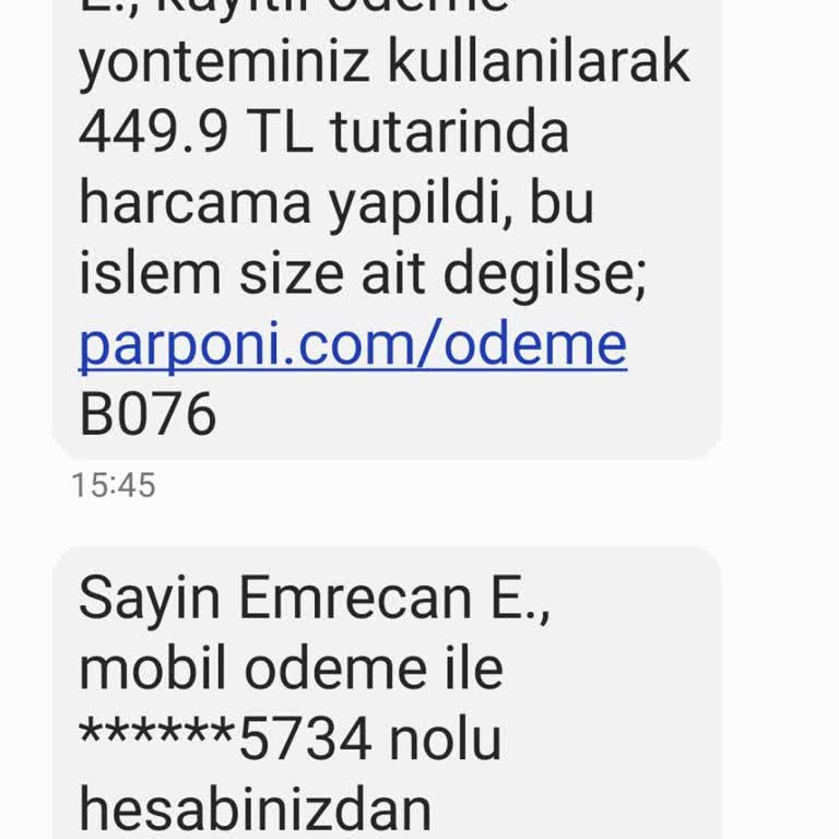 Parponi TRden İzinsiz İşlem Ve Mesajlar Hakkında Endişe
