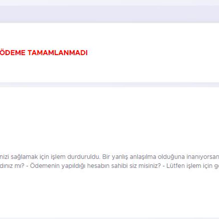 Ödeme Başarısız Kod Yok Para İadesi Yapılmadı