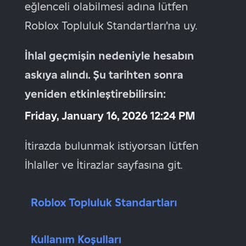 Roblox'ta Haksız Yere Banlandım Ve Hesabımın Açılmasını İstiyorum