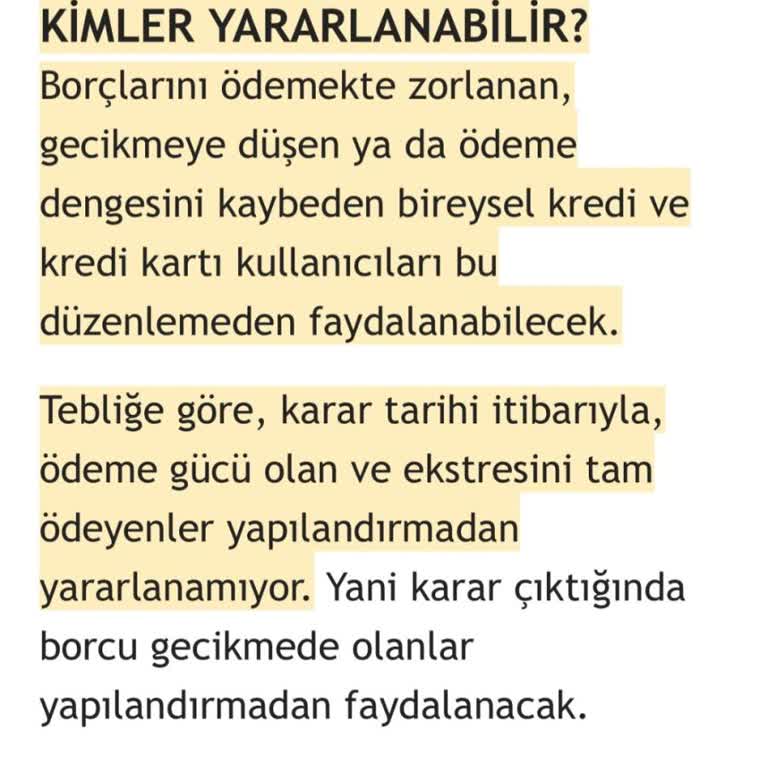 Kredi Kartı Borcu Düzenlemesinden Yararlanamama Sorunu