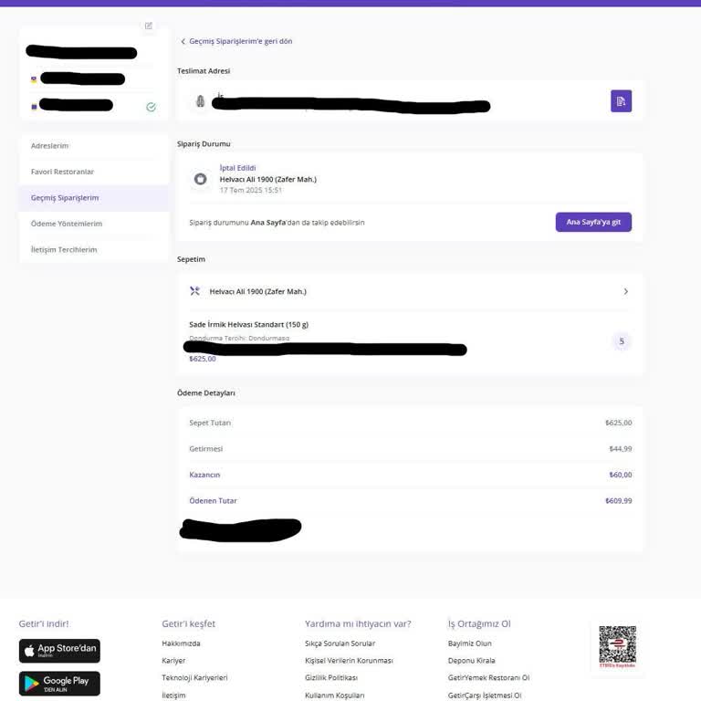 Adres Ve Konum Hatası Nedeniyle Siparişim Teslim Edilmedi, Param İade Edilmedi