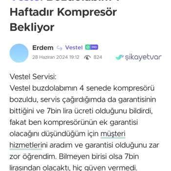 Vestel Buzdolabı Kompresör Arızası Tekrarlandı, Gıdalarım Sürekli Bozuluyor
