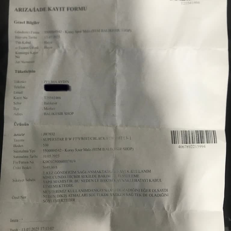 Ayakkabı İncelemesi Yapılmadan Red Cevabı Ve Bilgilendirme Sorunu