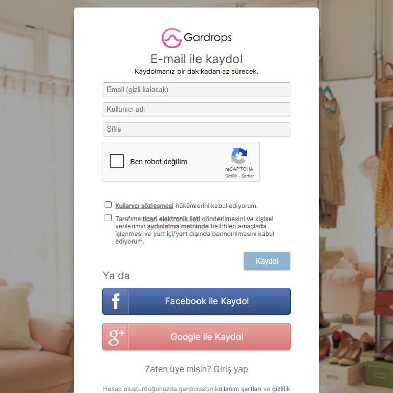 Gardrops Üyelikte E-mail İle Kayıt Sonrası Silinemeyen Hesap Ve İstenmeyen Mailler