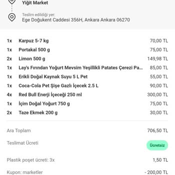 Yemek Sepeti'nde Sipariş Tutarı Farkı Ve İade Talebi