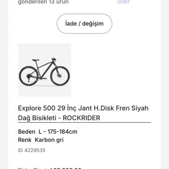 Stokta Olmayan Parça Yüzünden Bisiklet Kullanılamıyor, İade Talebim De Reddedildi