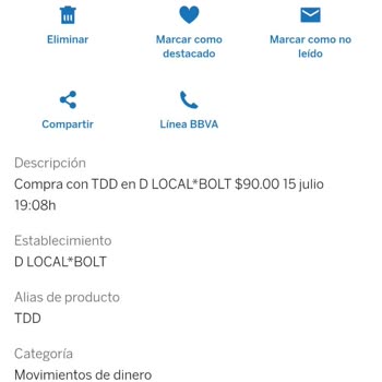 Cobro por viaje sin realizarse de Bolt, solicito devolución