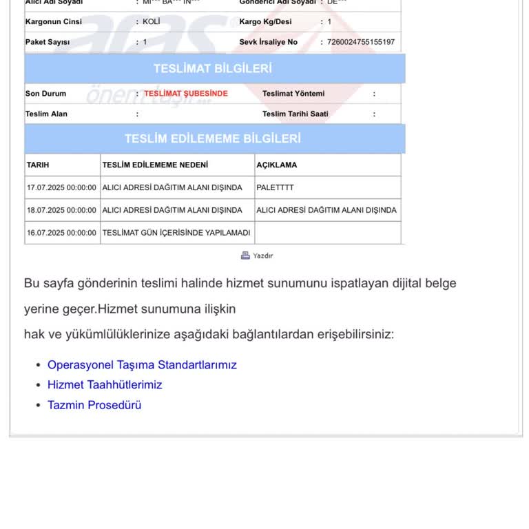 Kargom Teslim Edilmiyor Ve Yanıltıcı Bilgi Veriliyor