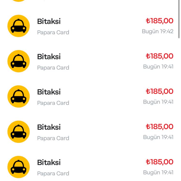 Getir BiTaksi Papara Kartımdan 10 Kez Ücret Çekildi Param İade Edilmiyor