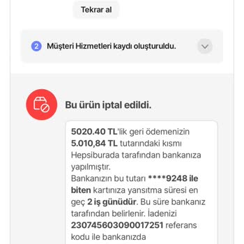 Sipariş İptali Sonrası Geciken Para İadesi Ve İlgisizlik