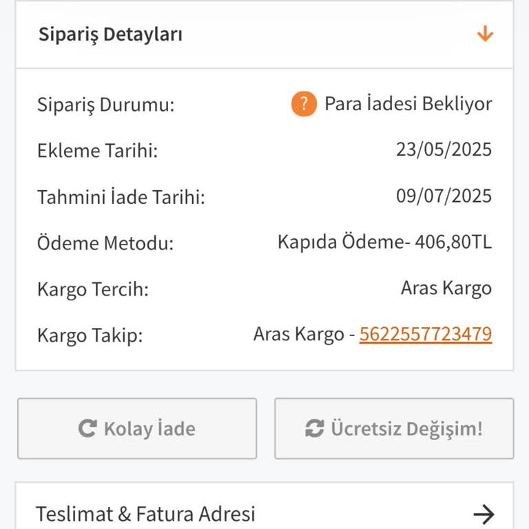 Sipariş Eksik Geldi İade Yapıldı Ama Param Geri Ödenmedi