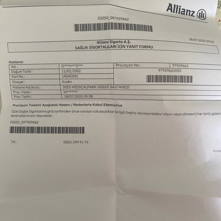 Sigorta Tedavi Ücretimi Haksız Yere Karşılamadı